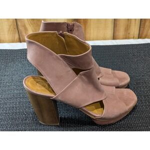 Coclico Sandals Womens Size 9 Pink Leather Block Heel Platform Strappy Zip Y2K